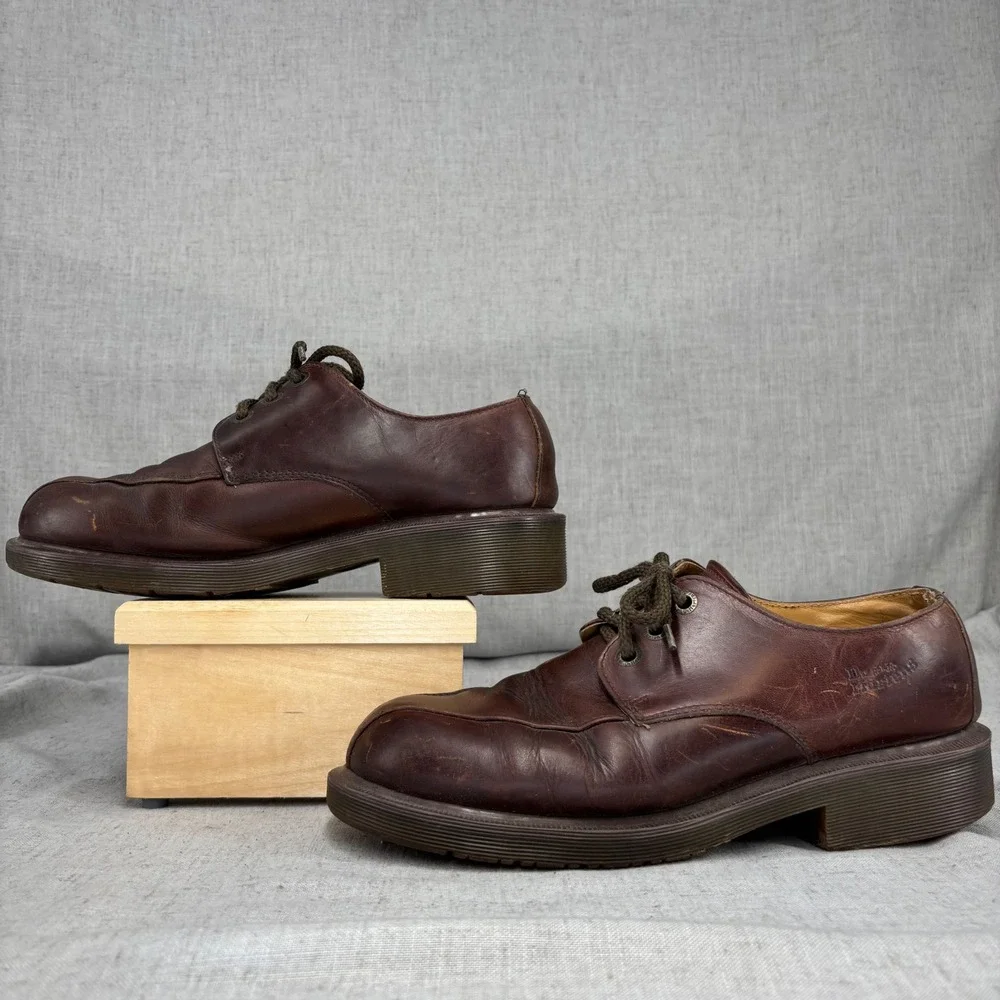 Vintage Dr Martens Oxford Brown Leather 3 Eye Made In England RARE Men Size 10